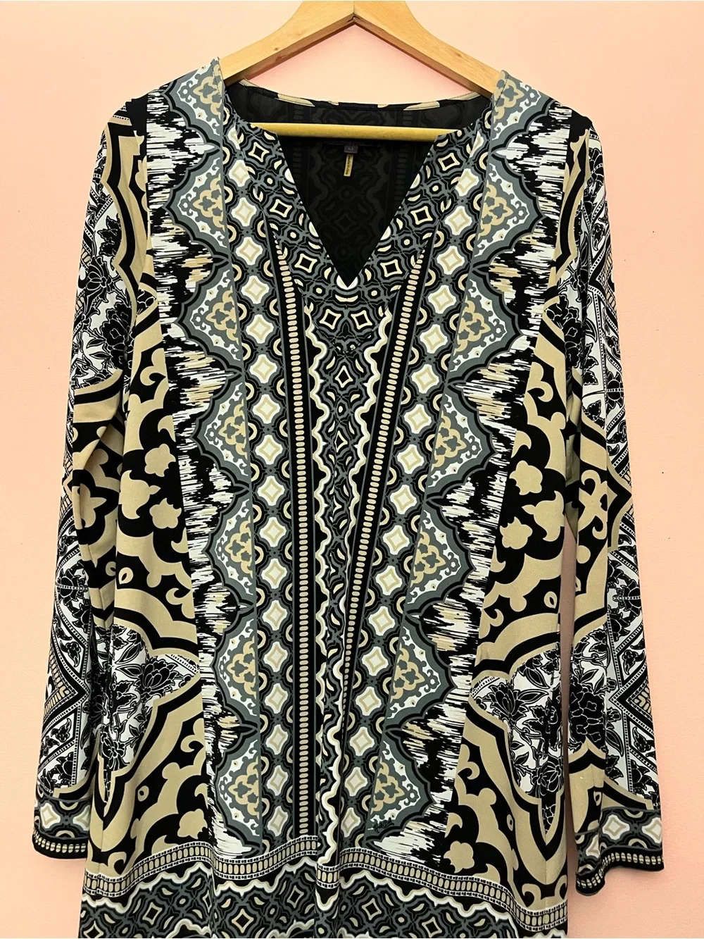 Hale Bob Aztec Patterned Jersey Shift Mini Dress Medium